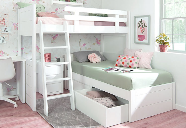 Cama nido con litera en L