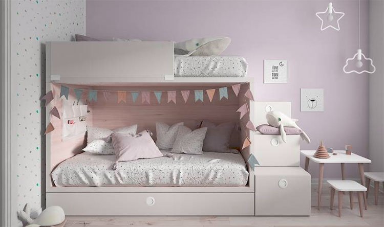 Litera con cama nido y cajones